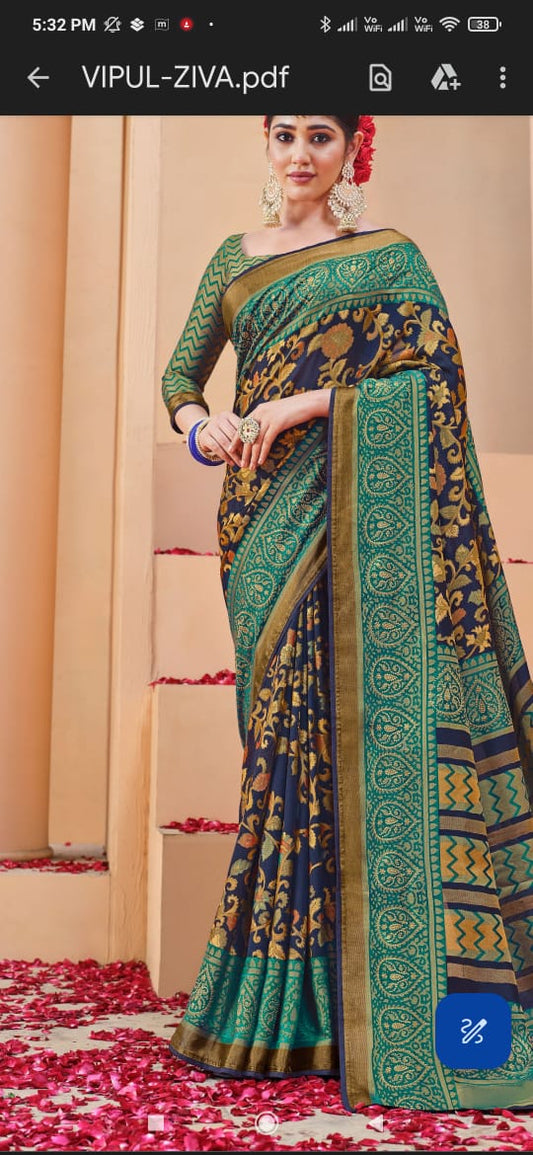 Designer beautiful light weight chiffon party wear saree with contrast unstitched blouse piece