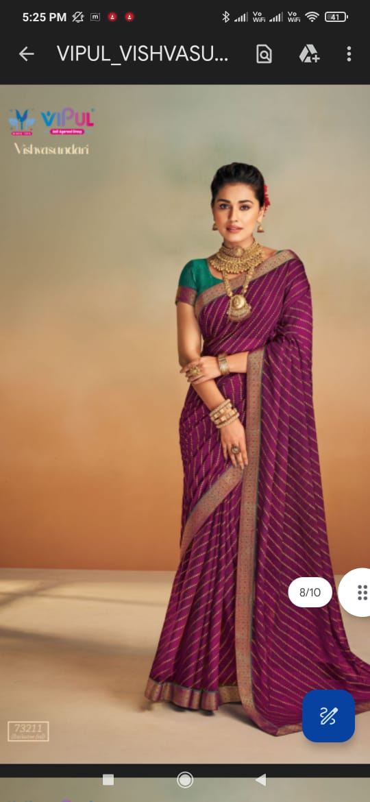 Designer light weight beautiful chiffon party wear saree with contrast unstitched blouse piece