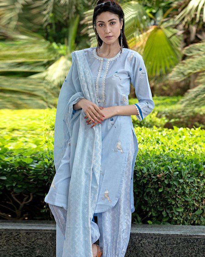 Designer cotton ladies suit three piece afghan pant kurti with dupatta