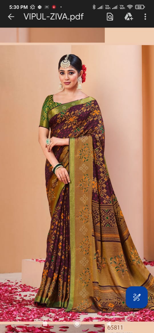 Designer beautiful light weight chiffon party wear saree with contrast unstitched blouse piece