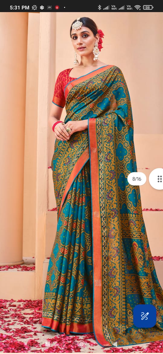 Designer beautiful light weight chiffon party wear saree with contrast unstitched blouse piece