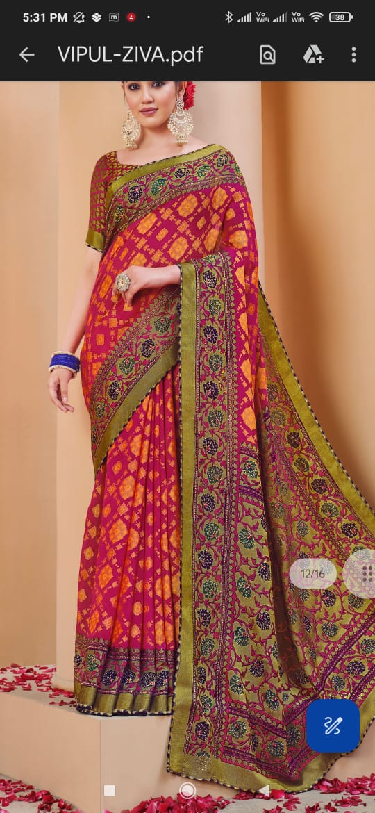 Designer beautiful light weight chiffon party wear saree with contrast unstitched blouse piece