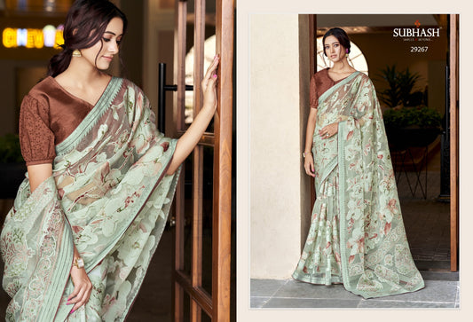 Designer orgenza beautiful party wear saree with contrast unstitched blouse piece