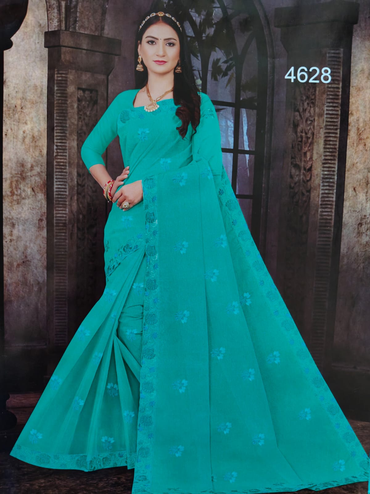 Designer handpicked beautiful  cotton sarees with attached unstitched blouse piece