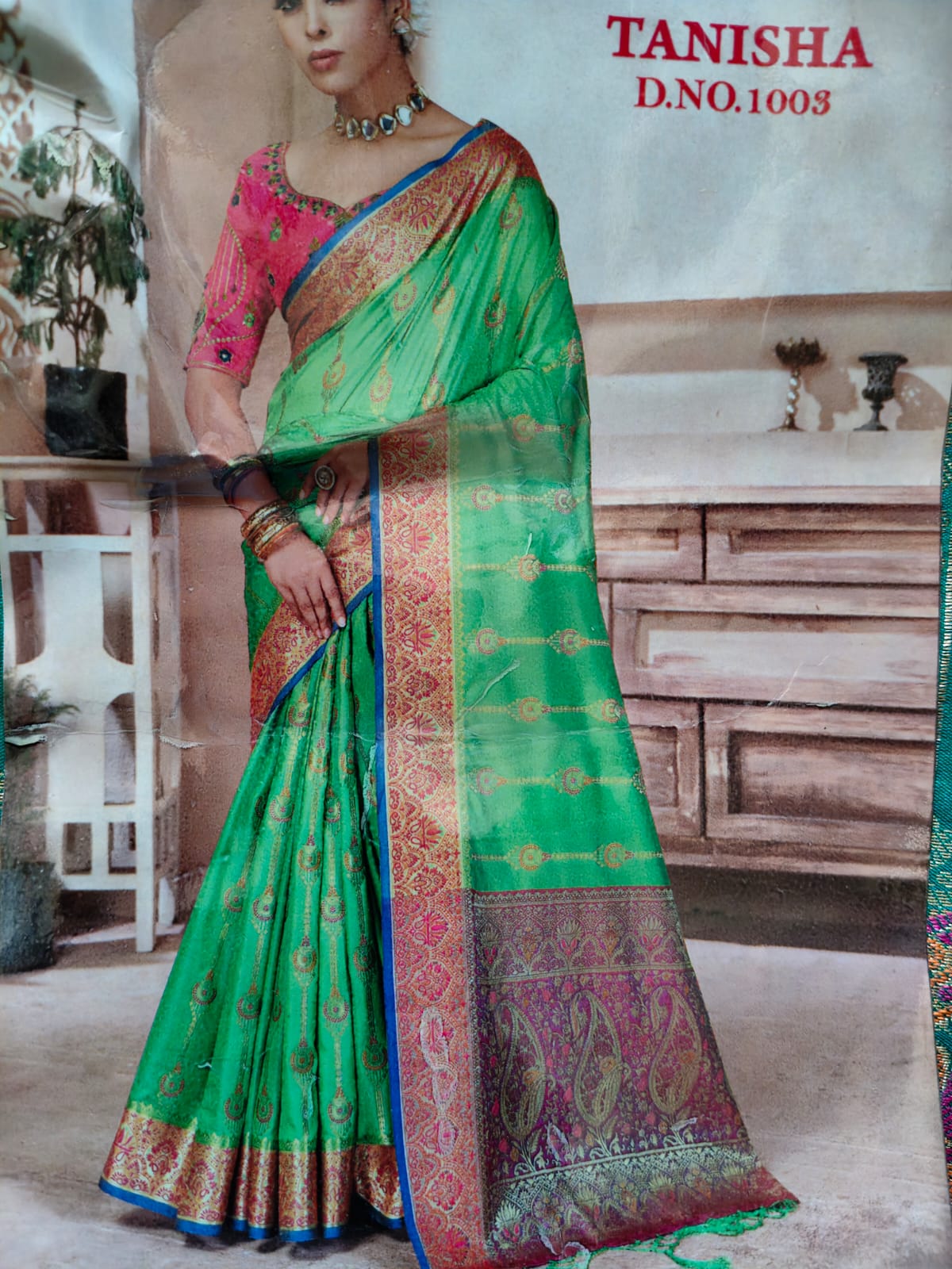 Designer beautiful banarasi silk sarees with unstitched contrast blouse piece