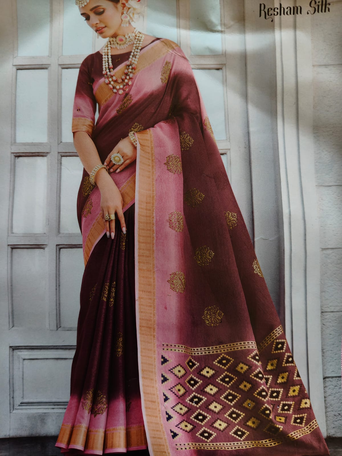 Designer festive wear beautiful cotton silk saree with unstitched matching blouse piece