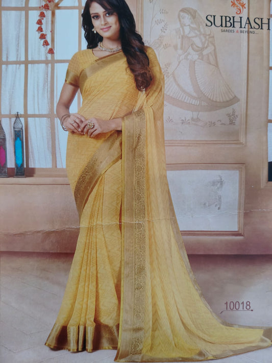 Designer light weight beautiful chiffon saree with matching unstitched blouse piece