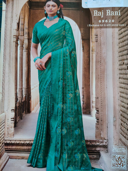 Designer chiffon light  weight beautiful party wear saree with matching unstitched blouse piece