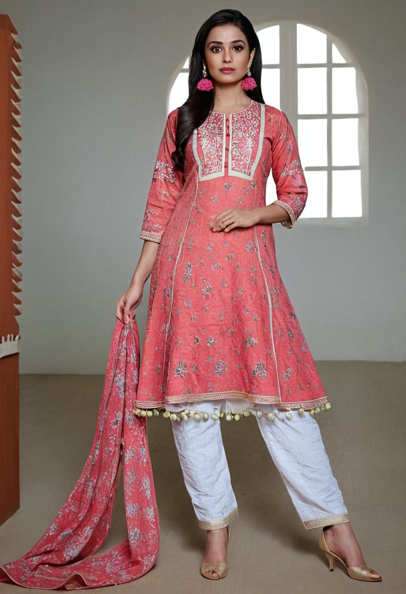 Designer ladies 3 piece beautiful anarkali suit kurti pant with dupatta