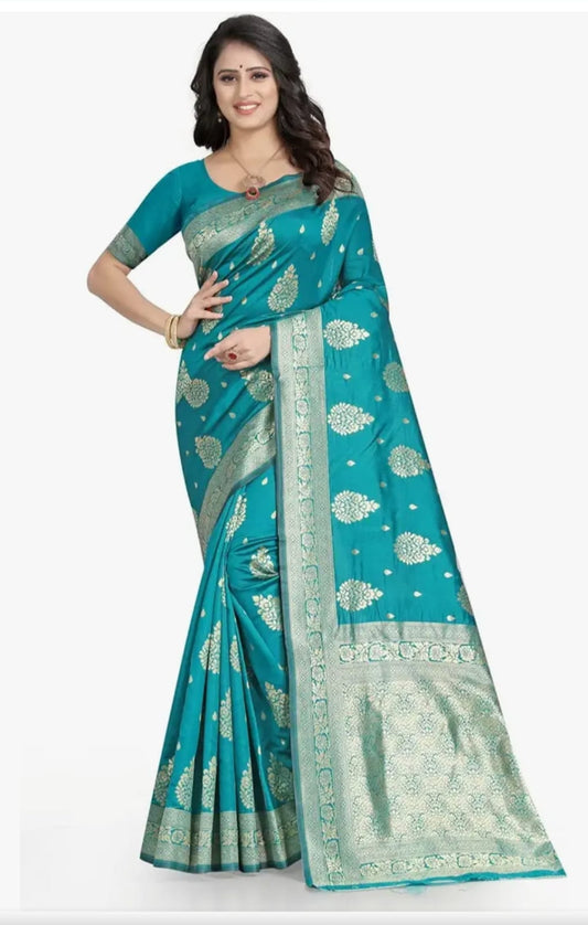 Designer premium festive wear party wear silk saree with unstitched blouse piece