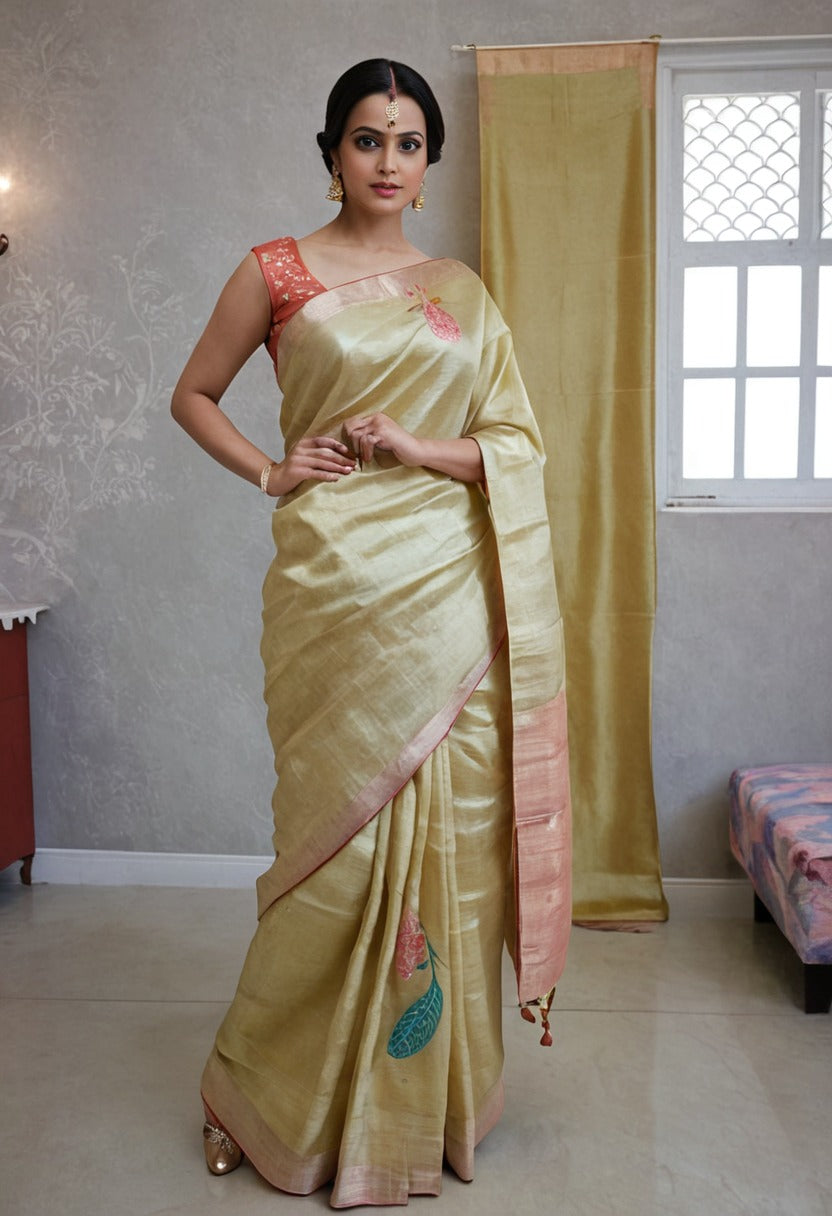 Designer premium festive wear party wear silk saree with unstitched blouse piece