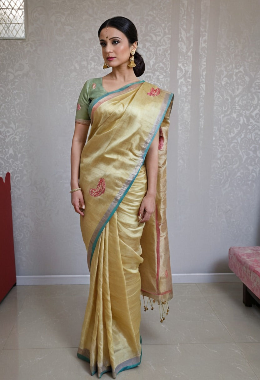 Designer premium festive wear party wear silk saree with unstitched blouse piece