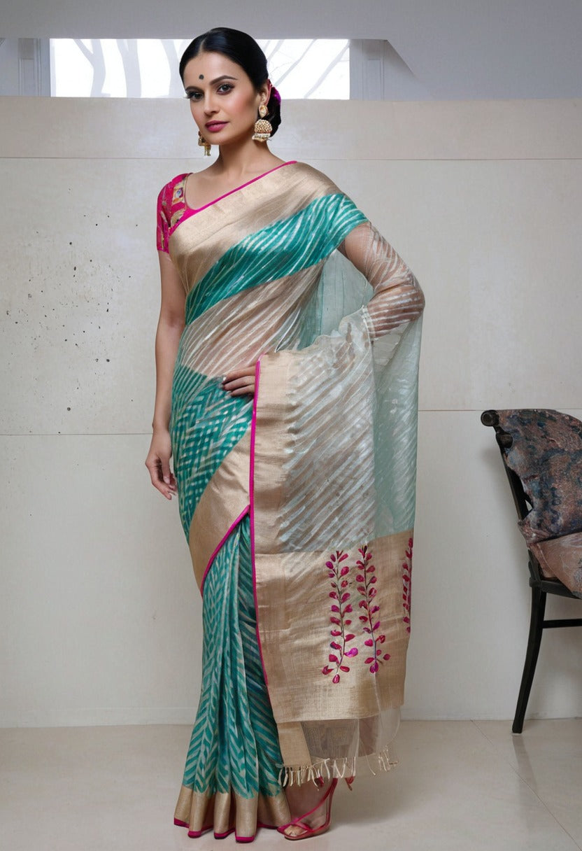 Designer premium festive wear party wear silk saree with unstitched blouse piece