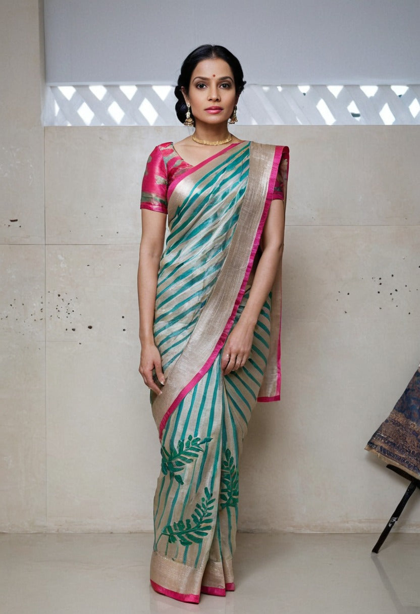 Designer premium festive wear party wear silk saree with unstitched blouse piece