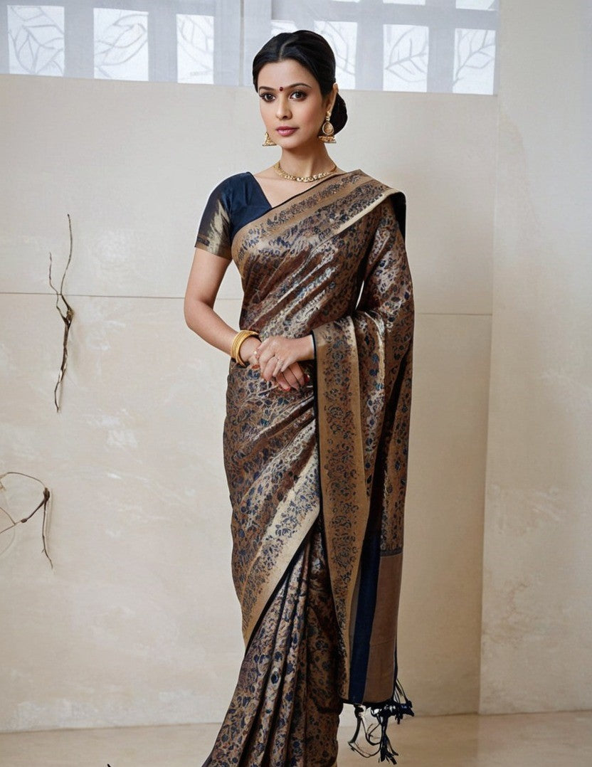 Designer premium festive wear party wear silk saree with unstitched blouse piece