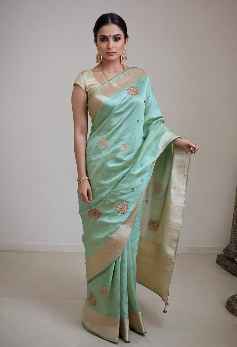 Designer premium festive wear party wear silk saree with unstitched blouse piece